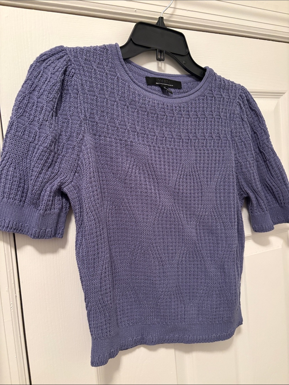 White House Black Market Lavender Knit Short-Sleeve Sweater
